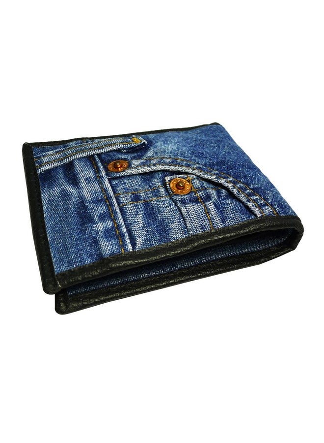 Bijoux De Ja Unisex Blue Denim Small Billfold Purse Wallet - Image 2