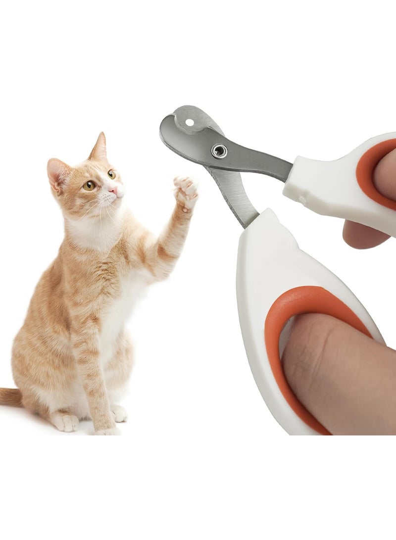 Cat Nail Clippers with Circular Cut Hole -Avoid Over Cutting Pet Nail Clippers -Sharp Angled Blade Professional paw Trimmer Set for Novice pet Families (Orange) - Image 2