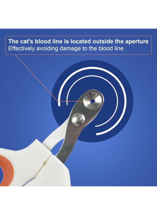 Cat Nail Clippers with Circular Cut Hole -Avoid Over Cutting Pet Nail Clippers -Sharp Angled Blade Professional paw Trimmer Set for Novice pet Families (Orange) - Image 4