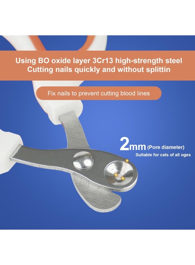 Cat Nail Clippers with Circular Cut Hole -Avoid Over Cutting Pet Nail Clippers -Sharp Angled Blade Professional paw Trimmer Set for Novice pet Families (Orange) - Image 5