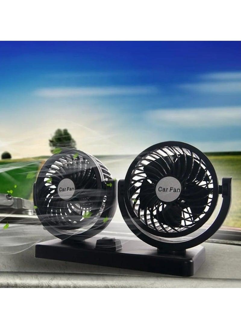 Denx Car Fan, 360 Degree Rotatable 2 Speed Dual Head Electric Car Fan with Lighter Plug, Portable Quiet Car Fan for Vehicle Car - Image 5