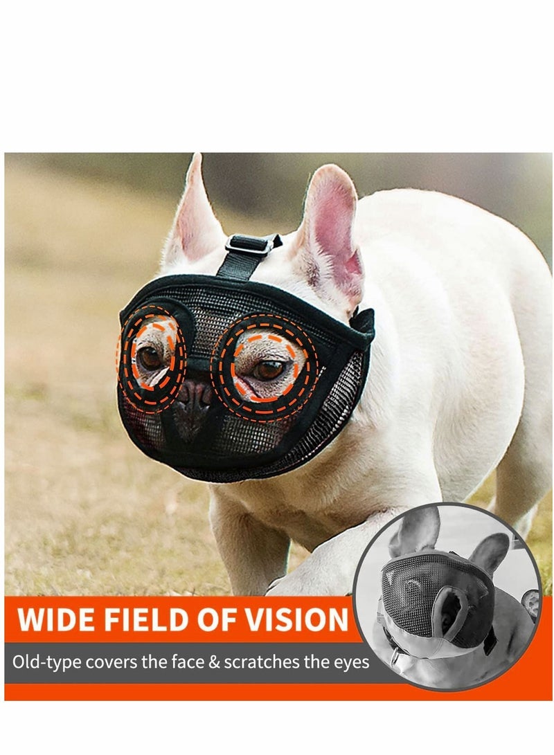 Y&D Short Snout Dog Muzzle Adjustable Breathable Mesh Flat Faced Bulldog with Tongue Out Design for Barking Biting Chewing Training Licking and Grooming  - Image 4