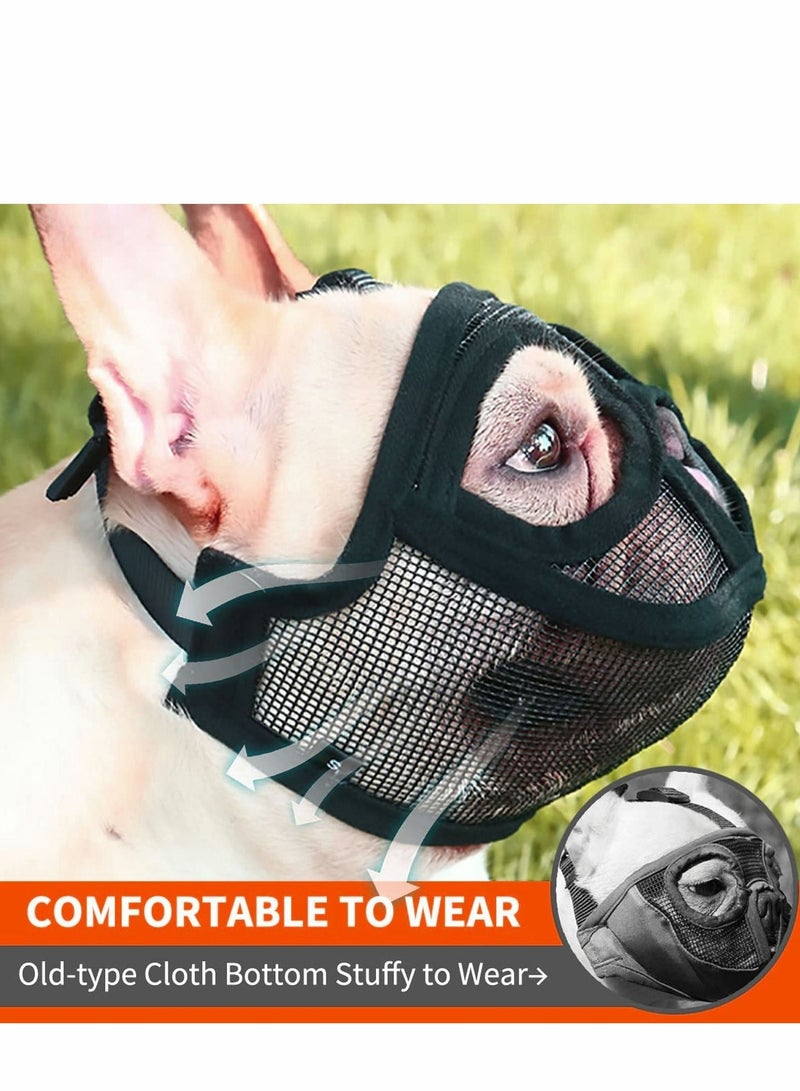 Y&D Short Snout Dog Muzzle Adjustable Breathable Mesh Flat Faced Bulldog with Tongue Out Design for Barking Biting Chewing Training Licking and Grooming  - Image 2