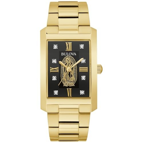 Bulova Our Lady of Guadalupe Gold Stainless Steel 3Hand Quartz Watch with Diamonds - Image 1