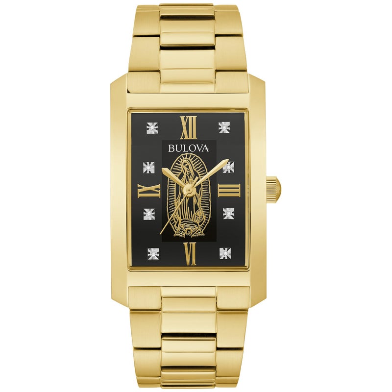 Bulova Our Lady of Guadalupe Gold Stainless Steel 3Hand Quartz Watch with Diamonds - Image 2