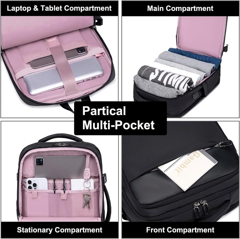 Chantria Laptop Backpack for Women, Carry On Travel Backpack with USB Charging Port, 15.6inch Laptop Backpack with Tablet Compartment Flight Approved, Water-resistant Backapck - Image 2