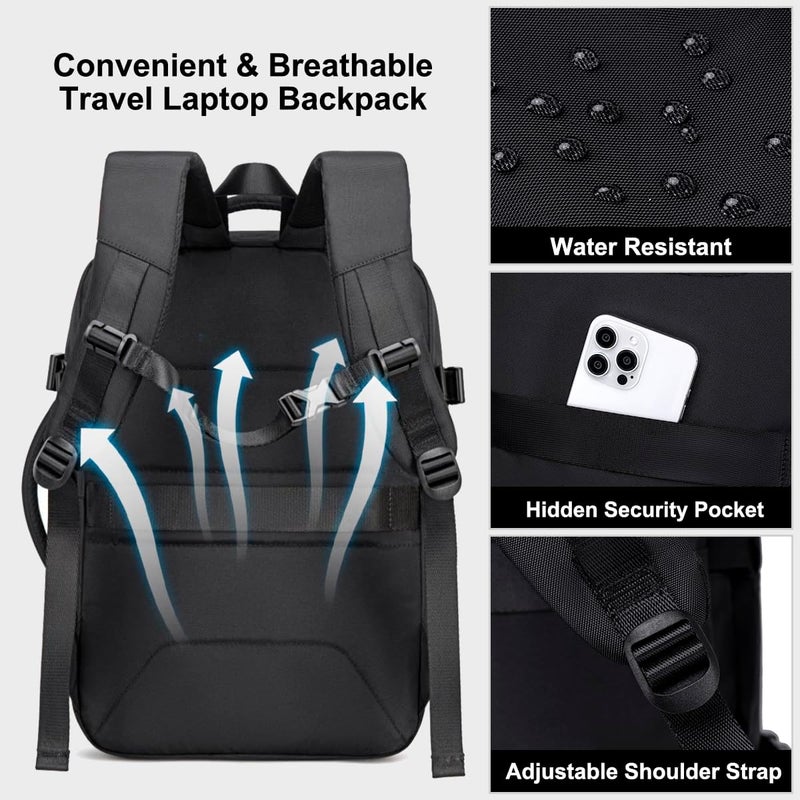 Chantria Laptop Backpack for Women, Carry On Travel Backpack with USB Charging Port, 15.6inch Laptop Backpack with Tablet Compartment Flight Approved, Water-resistant Backapck - Image 4