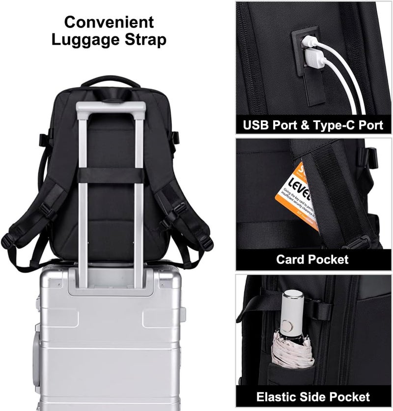 Chantria Laptop Backpack for Women, Carry On Travel Backpack with USB Charging Port, 15.6inch Laptop Backpack with Tablet Compartment Flight Approved, Water-resistant Backapck - Image 3
