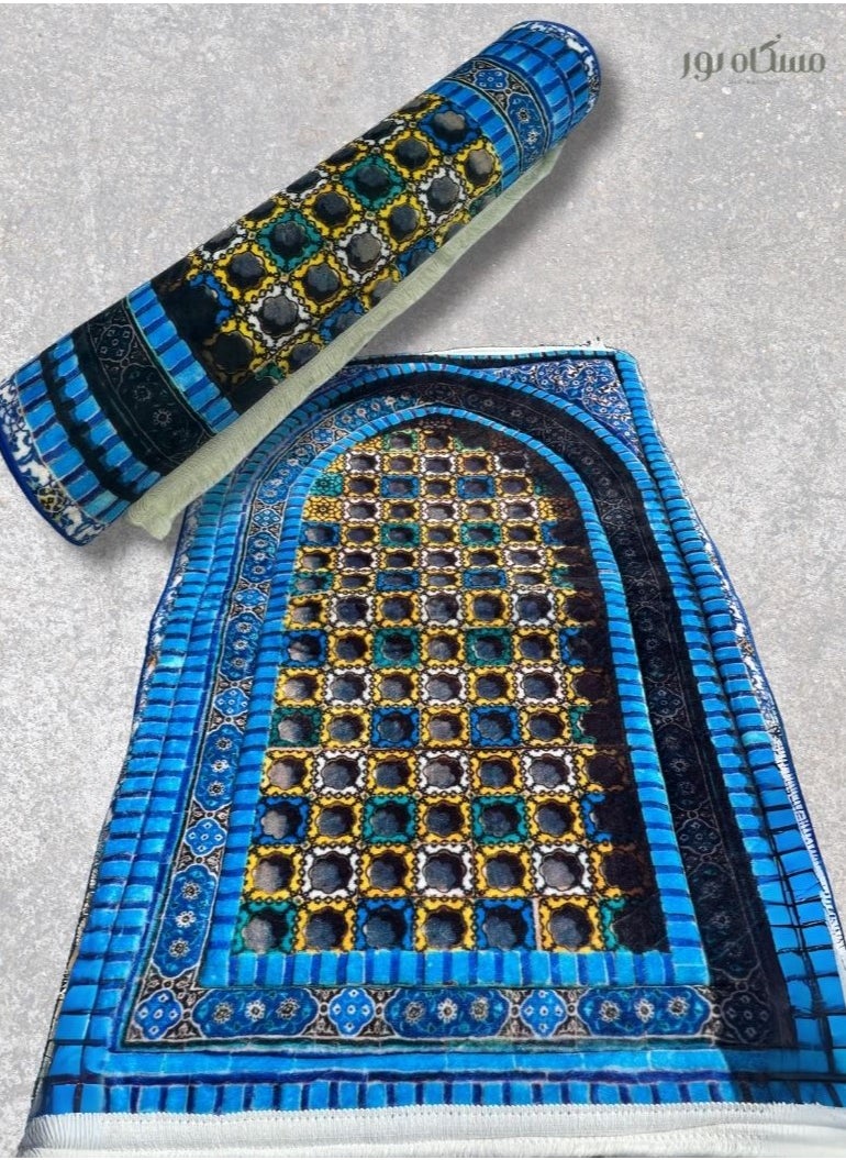 Mishkat Noor Prayer Mat – Al Quds Window Model | Mosaic design  Blue | Soft Fabric (110x70 cm) | High-Resolution Islamic Geometric Patterns for Al Quds Masjid Window - pzsku/ZC0E7628F7215932C02BFZ/45/1741425206/c49071b4-17aa-4525-baad-b437d704833c