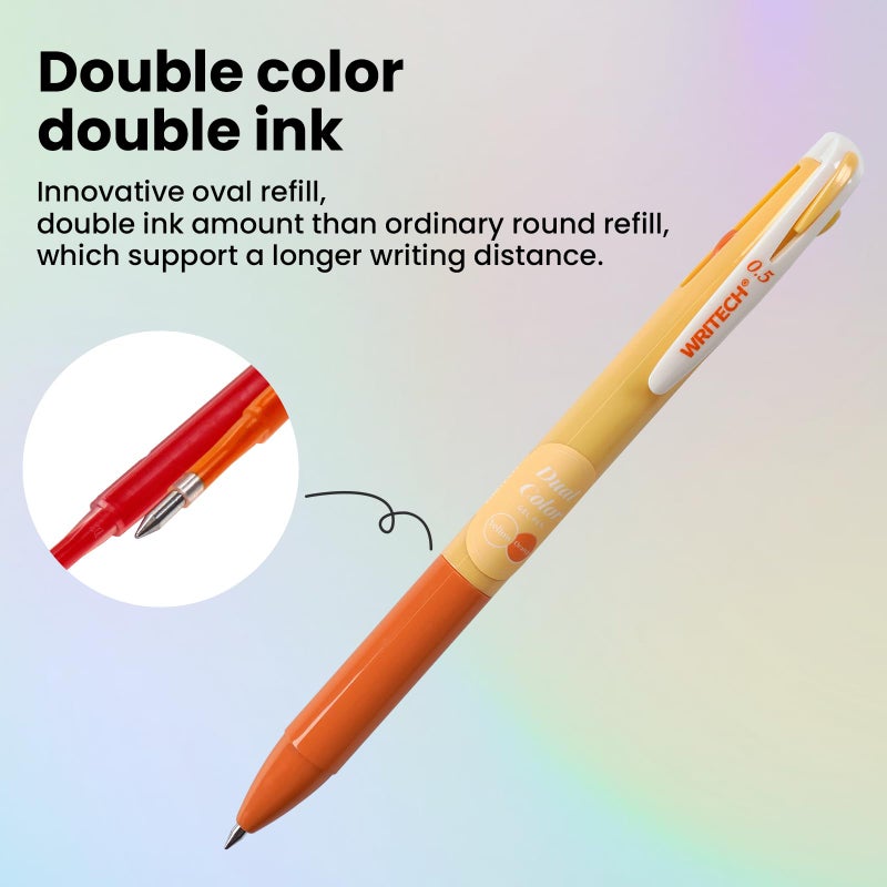 WRITECH Retractable Gel Ink Pens: Multi Colored 2 in 1 Colorful Click Pens Assorted Color 8ct Extra Fine Point Tip 0.5mm Journaling Smooth Writing Note Taking Coloring No Bleed & Smear & Smudge - Image 3
