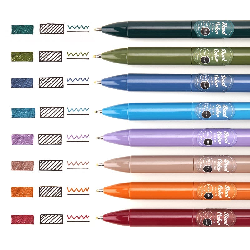 WRITECH Retractable Gel Ink Pens: Multi Colored 2 in 1 Colorful Click Pens Assorted Color 8ct Extra Fine Point Tip 0.5mm Journaling Smooth Writing Note Taking Coloring No Bleed & Smear & Smudge - Image 2