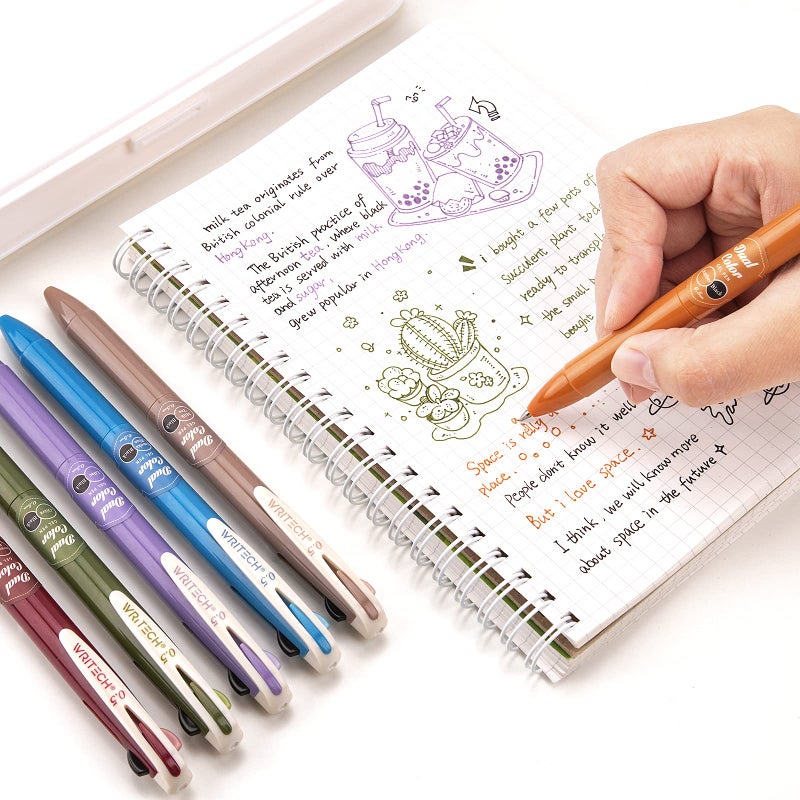 WRITECH Retractable Gel Ink Pens: Multi Colored 2 in 1 Colorful Click Pens Assorted Color 8ct Extra Fine Point Tip 0.5mm Journaling Smooth Writing Note Taking Coloring No Bleed & Smear & Smudge - Image 5
