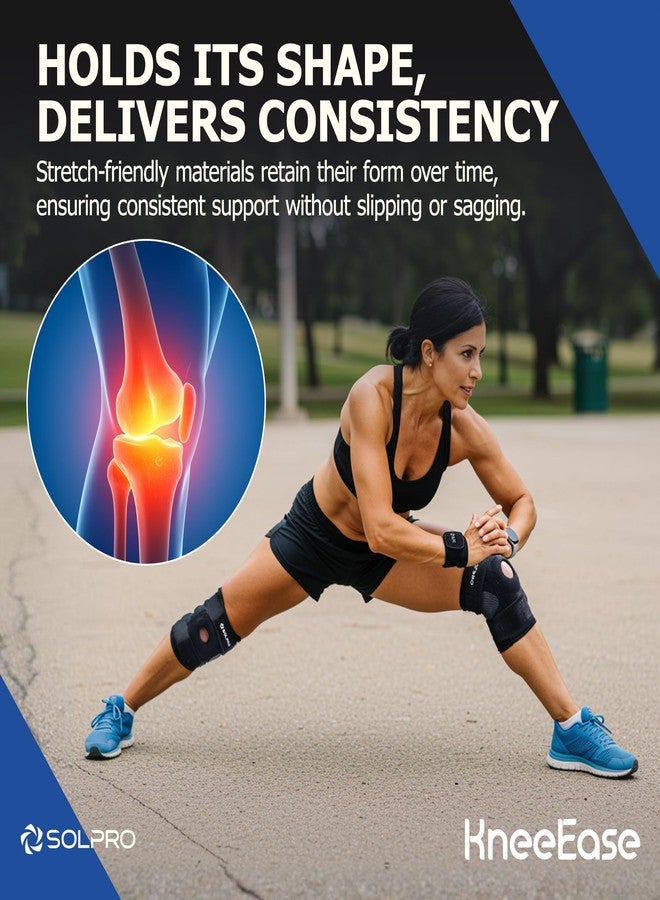 Solpro KneeEase Knee Support for Men & Women | Joint Stabiliser for All Sports, Gym & Rehab Workouts | Joint Pain Relief for Active Lifestyle Injury Recovery & Arthritis (Black) - Image 4