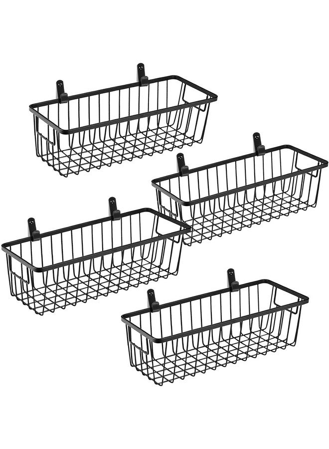 SheeChung Farmhouse Metal Wire Bin Basket with Wall Mount - Small, 4 Pack - Portable Hanging Wall Basket, Rustic Home Storage Organizer for Cabinets, Pantry, Closets, Bathroom, Kitchen,Bedroom(Black) - Image 1