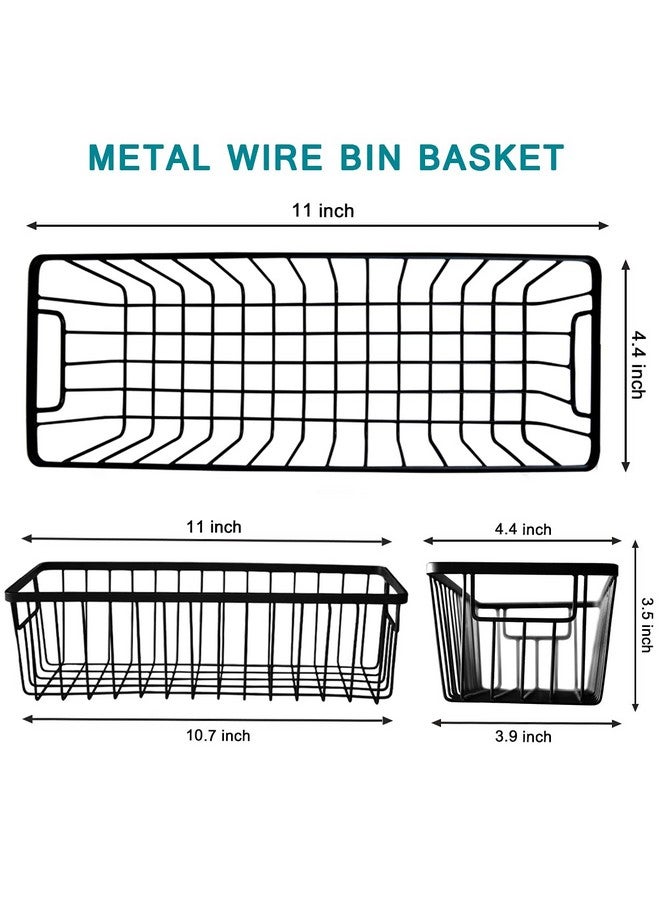 SheeChung Farmhouse Metal Wire Bin Basket with Wall Mount - Small, 4 Pack - Portable Hanging Wall Basket, Rustic Home Storage Organizer for Cabinets, Pantry, Closets, Bathroom, Kitchen,Bedroom(Black) - Image 2