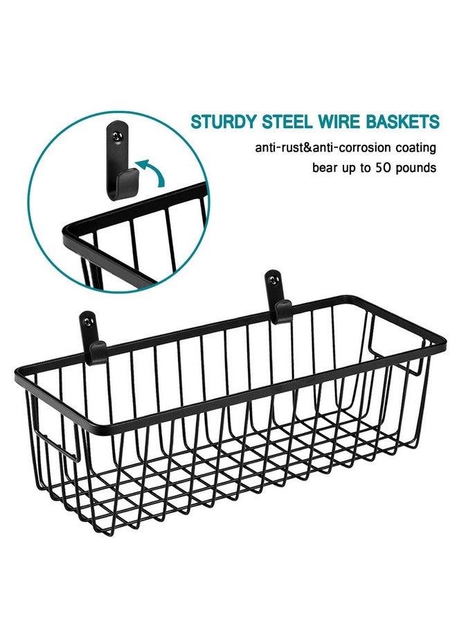 SheeChung Farmhouse Metal Wire Bin Basket with Wall Mount - Small, 4 Pack - Portable Hanging Wall Basket, Rustic Home Storage Organizer for Cabinets, Pantry, Closets, Bathroom, Kitchen,Bedroom(Black) - Image 3