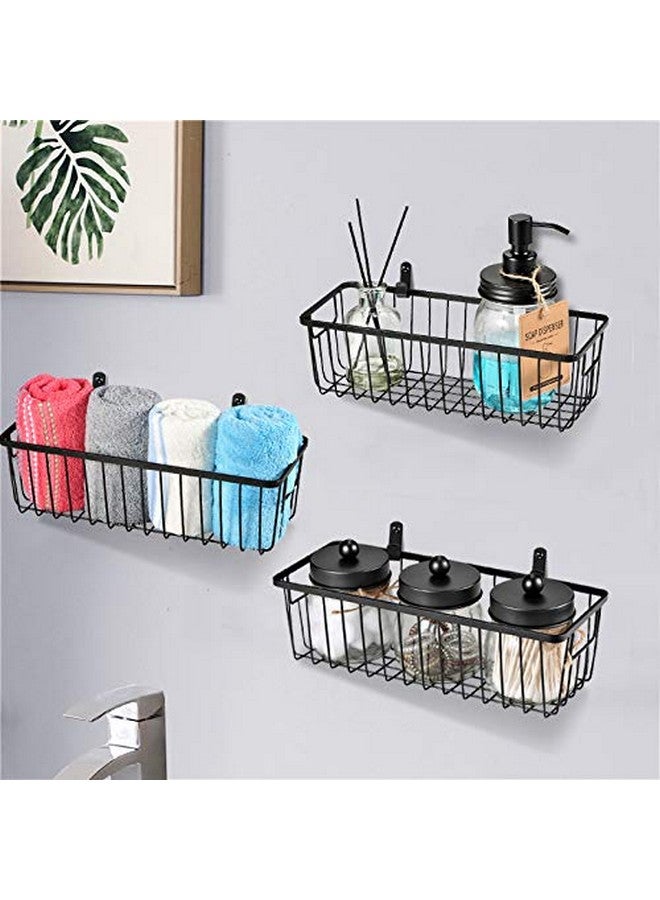SheeChung Farmhouse Metal Wire Bin Basket with Wall Mount - Small, 4 Pack - Portable Hanging Wall Basket, Rustic Home Storage Organizer for Cabinets, Pantry, Closets, Bathroom, Kitchen,Bedroom(Black) - Image 5