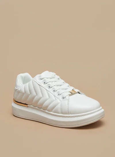 فلورا بيلا Quilted Low Ankle Sneakers with Lace Up Closure