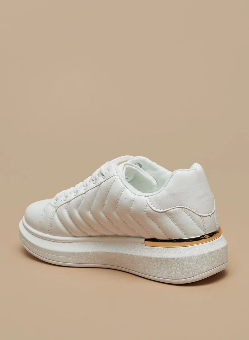 فلورا بيلا Quilted Low Ankle Sneakers with Lace Up Closure
