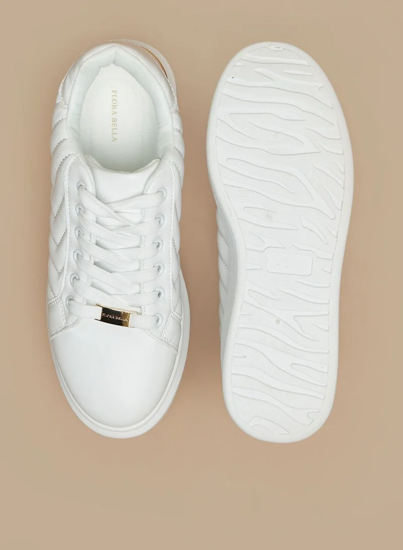فلورا بيلا Quilted Low Ankle Sneakers with Lace Up Closure