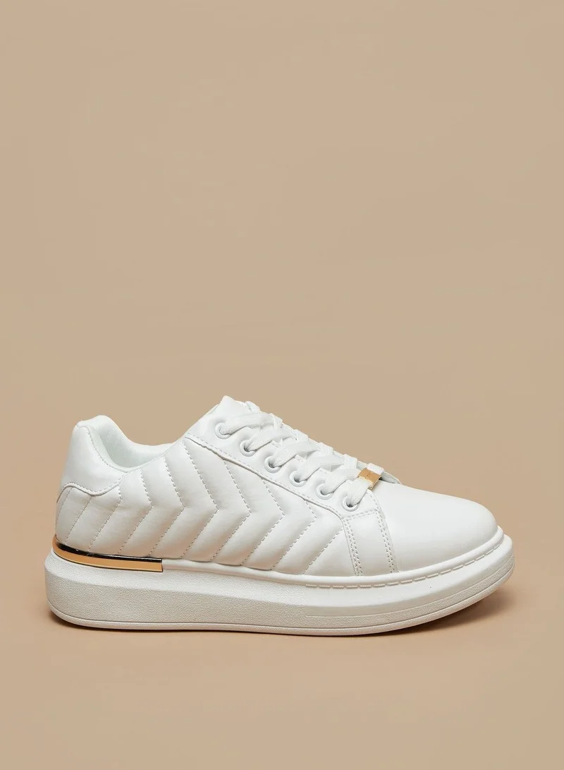 فلورا بيلا Quilted Low Ankle Sneakers with Lace Up Closure