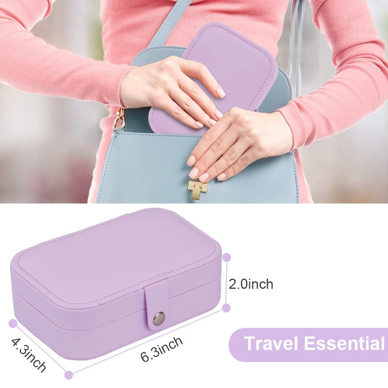 jiemei Jewelry Box, Travel Jewelry Organizer Cases with Doubel Layer for Womenâ€™s Necklace Earrings Rings and Travel Accessories (Purple) - Image 5