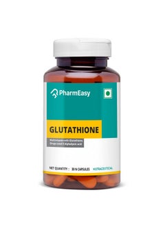 PharmEasy Glutathione 500Mg With Multivitamin (Biotin, Vitamin C & Vitamin E), Grape Seed & Alphalipoic | L Glutahione / Gluthatione For Skin Glow, Whitening & Brightening | Antioxidant Support For Anti-Ageing, Youthful & Renewed Skin - 30 Veg Capsules / Tablets  - Image 1