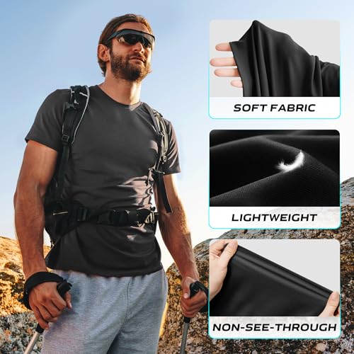 CE' CERDR Mens Workout Shirts Quick Dry Performance Short Sleeve Athletic Shirt Black - Image 4