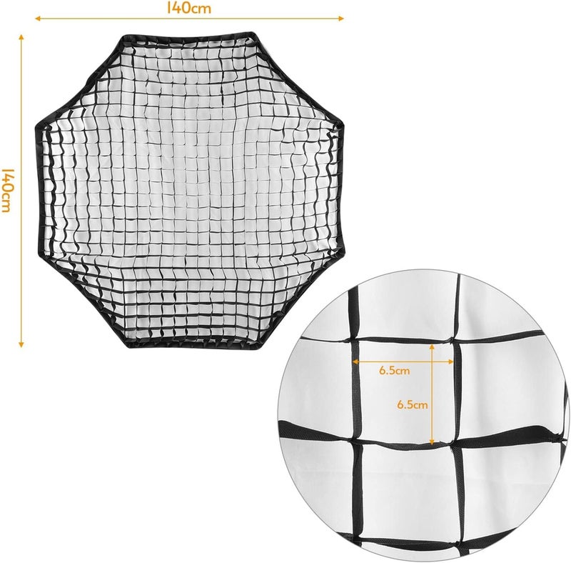 eWINNER Global production standard crafted Portable Octagon Round Long strip rectangle Umbrella Softbox Honeycomb Grid for Softbox Studio Flash Speedlite Photography Photo Shooting Video Accessory (140CM, Octagon Grid) All-item matching trendy build - Image 4