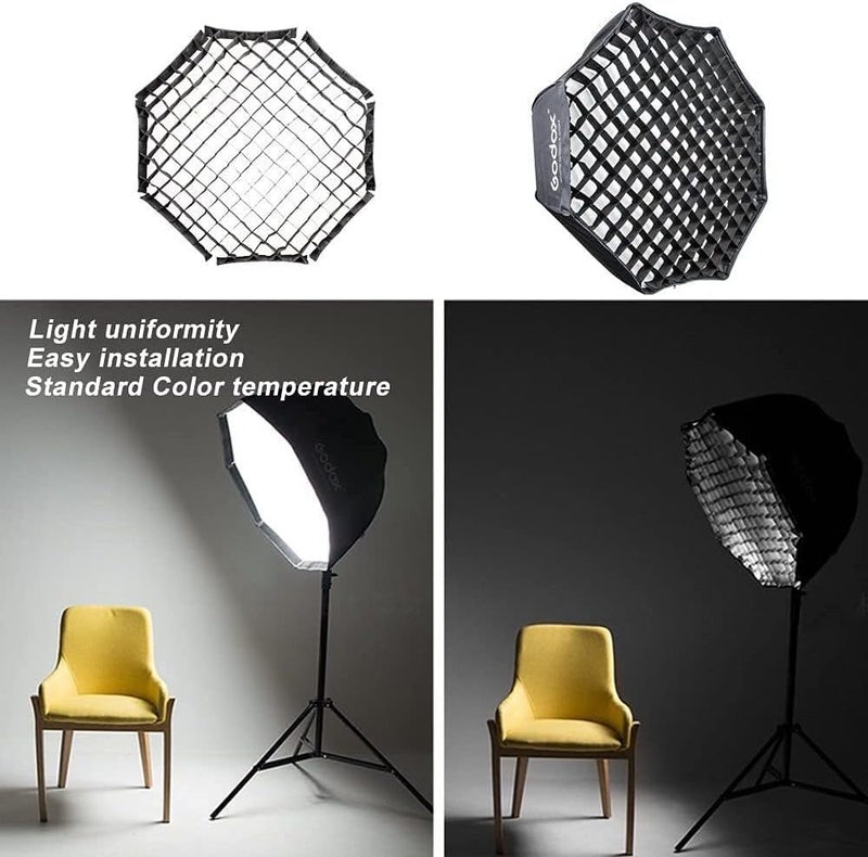 eWINNER Global production standard crafted Portable Octagon Round Long strip rectangle Umbrella Softbox Honeycomb Grid for Softbox Studio Flash Speedlite Photography Photo Shooting Video Accessory (140CM, Octagon Grid) All-item matching trendy build - Image 2