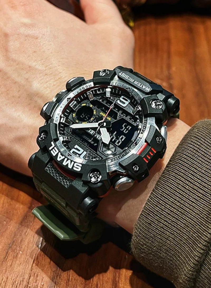 SMAEL Men's Analog & Digital Watch，Outdoor Waterproof Tactical Wrist Sports Watches for Men 8072 - Image 3