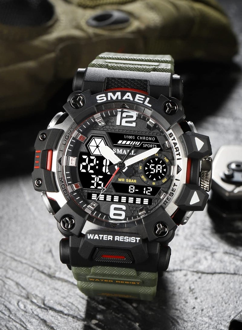 SMAEL Men's Analog & Digital Watch，Outdoor Waterproof Tactical Wrist Sports Watches for Men 8072 - Image 2