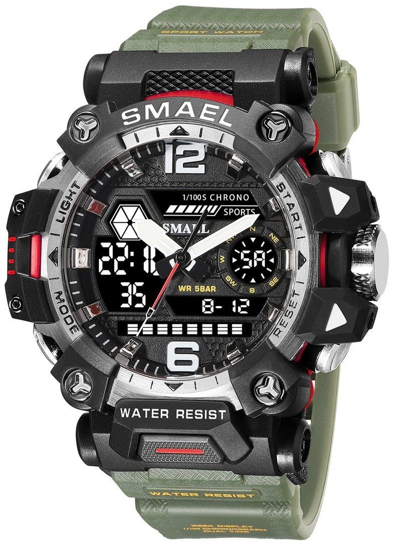 SMAEL Men's Analog & Digital Watch，Outdoor Waterproof Tactical Wrist Sports Watches for Men 8072 - Image 1