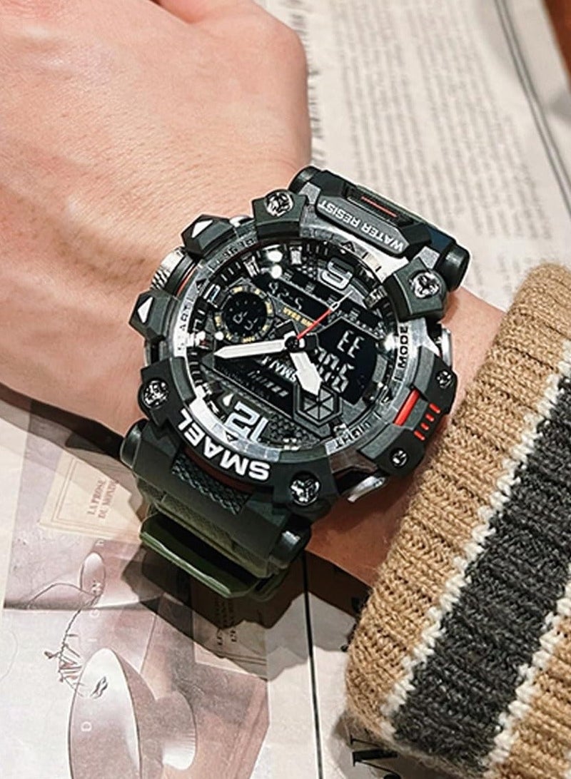 SMAEL Men's Analog & Digital Watch，Outdoor Waterproof Tactical Wrist Sports Watches for Men 8072 - Image 4
