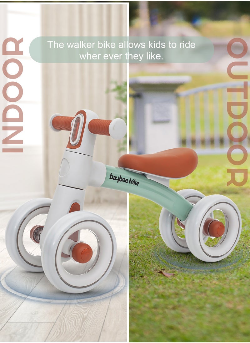 Kids Balance Bike Tricycles for Kids, 4 Wheels Toddlers Bike Ride on Toy with Widened EVA Wheels u0026 Led Light Indoor Outdoor Play Baby Balance Cycle for Kids 12 to 24 Months Boys Girls Green  - Image 5