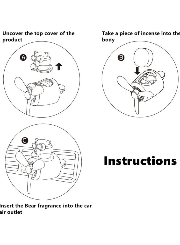 general Cartoon car air freshener, cute car diffuser rotating propeller vent freshener, creative car perfume decoration - Image 5