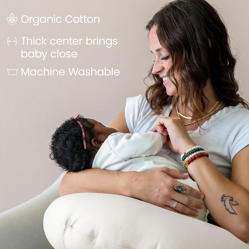 snuggle me Organic Nursing Pillow (New 2025 Design) | Bottle & Breastfeeding Pillow with Organic Cotton Cover & Fiberfill, Machine Washable Feeding Pillow, Newborn Essentials Must Haves (Natural) - v2 - Image 3