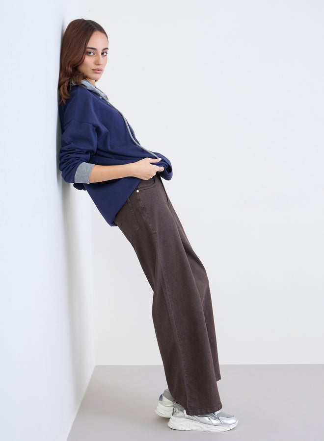 Styli Women Blue Color Block Longline Oversized Hoodie - Image 2