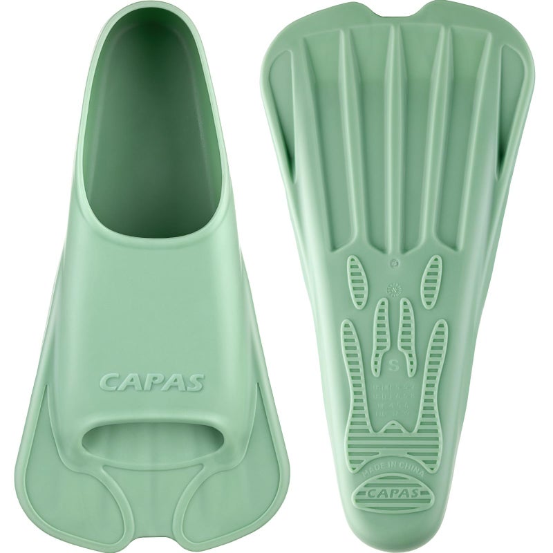 CAPAS Swim Training Fins Comfortable Silicone Lap Swimming Short Blade Floating Flippers with Mesh Bag for Adult Men Women Build Leg Strength - Image 1