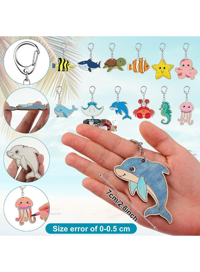 10pcs نمط عشوائي للأطفال DIY الحرف اليدوية سلاسل المفاتيح مجموعات الكرتون غير المكتملة التلوين سلاسل المفاتيح الخشبية الفارغة للأطفال الحلوى حيوان الكرة شكل حلقة المفاتيح حلقة حلوة كيس Penadant هدية الحزب - Image 4