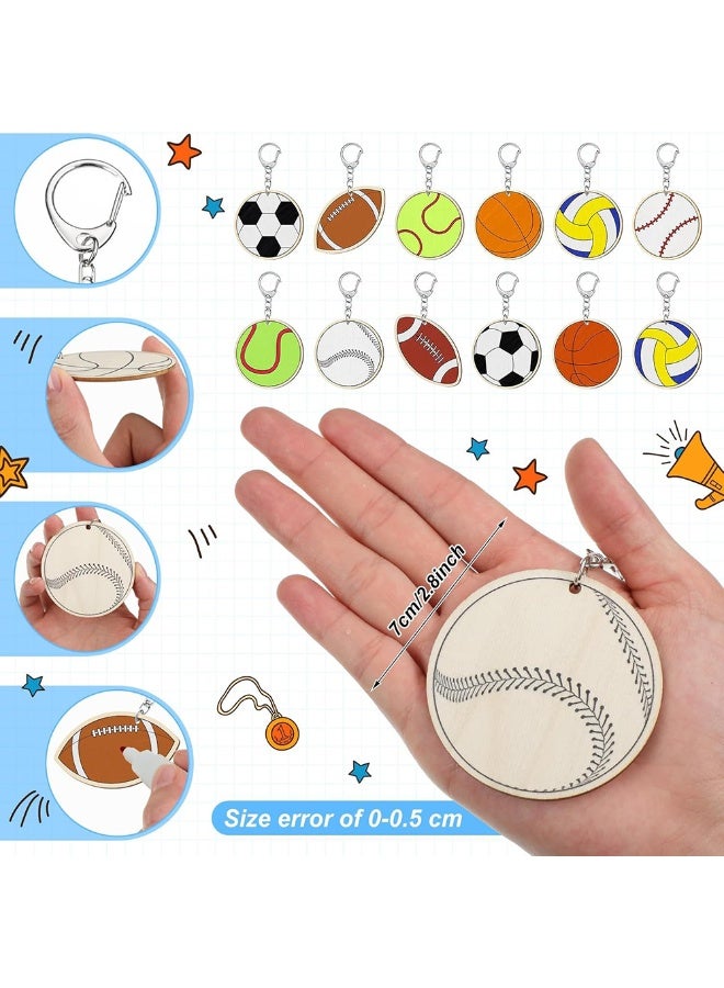 10pcs نمط عشوائي للأطفال DIY الحرف اليدوية سلاسل المفاتيح مجموعات الكرتون غير المكتملة التلوين سلاسل المفاتيح الخشبية الفارغة للأطفال الحلوى حيوان الكرة شكل حلقة المفاتيح حلقة حلوة كيس Penadant هدية الحزب - Image 3