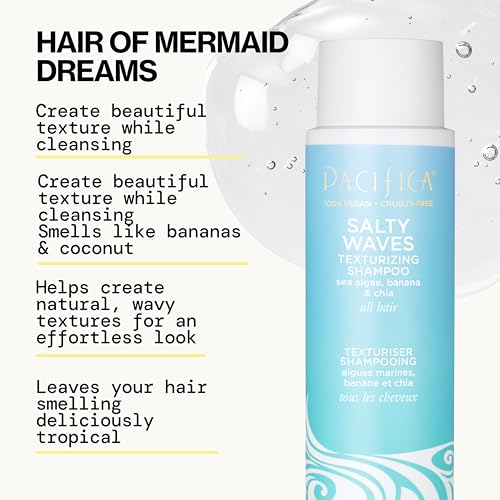Pacifica Salty Waves Texturizing Shampoo - Beachy Textured, Messy Look, Hair Styles - Moisturizing Hair Care w/ Vitamin B & E - Banana Scent Clean Beauty Vegan & Cruelty-Free Dermatologist Tested - Image 2