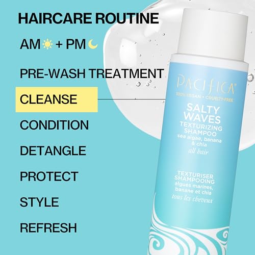Pacifica Salty Waves Texturizing Shampoo - Beachy Textured, Messy Look, Hair Styles - Moisturizing Hair Care w/ Vitamin B & E - Banana Scent Clean Beauty Vegan & Cruelty-Free Dermatologist Tested - Image 5