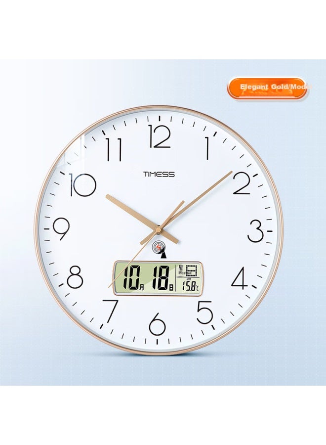 Timess Radio-Controlled Automatic Timekeeping Wall Clock Living Room Clock New Model Temperature Calendar Clock Wall-Mounted 25Cm - Image 1