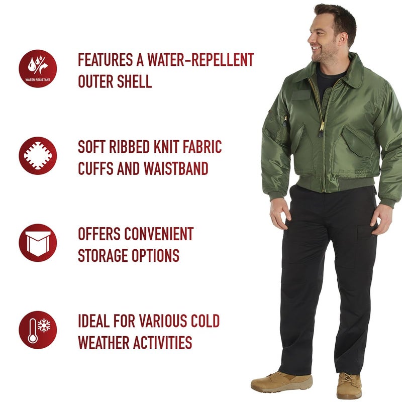 Rothco CWU-45P Flight Jacket - Iconic Bomber Style Jacket Cold Weather Coat (US, Alpha, Small, Regular, Regular, Sage Green) - Image 4