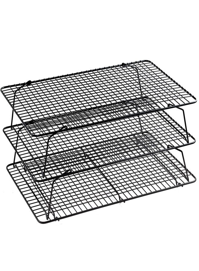 Pleafind 3 PCS Stackable Cooling Rack -16 x 10 Inch Wire Rack, Heavy Duty Stainless Steel Baking Racks, Cooling Racks for Cooking and Baking Cookie Pizza Cake, Oven and Dishwasher Safe - Image 1
