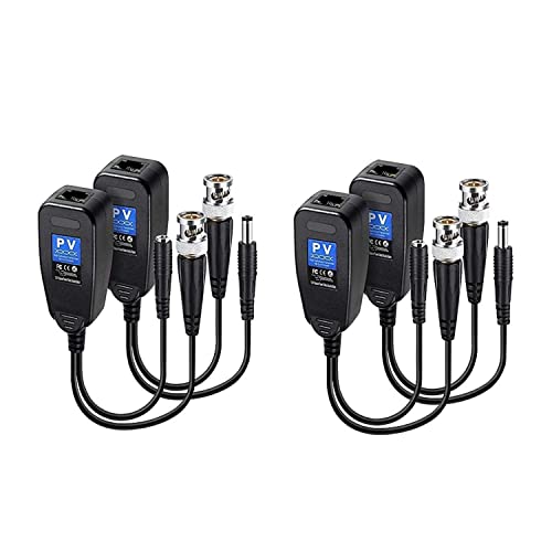 XIKKART 8MP (PV) Passive Video Balun BNC DC to RJ45 Network Transceiver Cat5/Cat6 Adapter AHD/TVI/CVI/CVBS for Full HD CCTV DVR Security Surveillance Camera System (Pack of 2) - Image 1