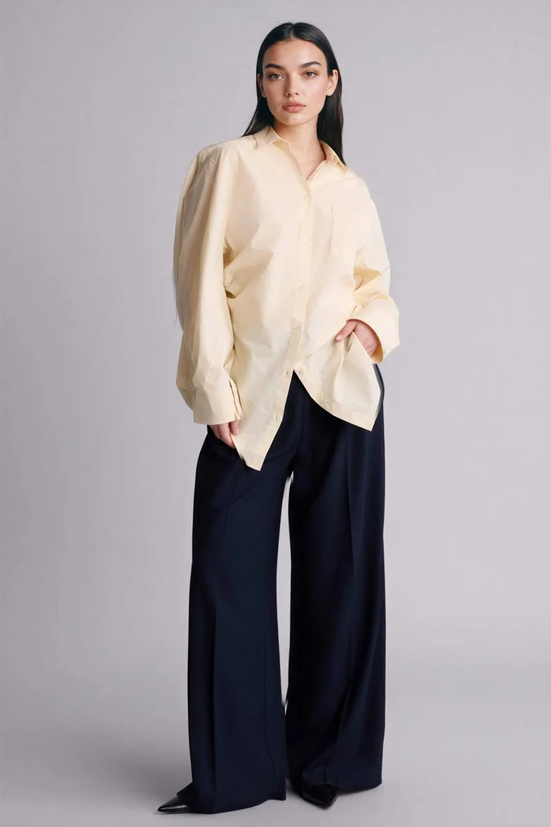 DeFacto Oversize Fit Shirt Collar Poplin Long Sleeve Shirt