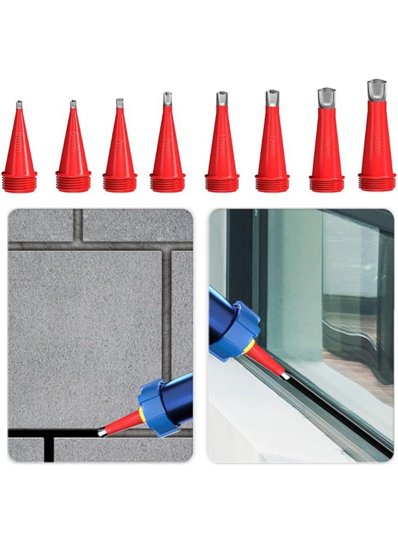 28pcs Caulking Finisher Kit, Reusable Caulking Nozzle Coating 16 Caulking Nozzle Applicators Caulking Tool Kit with Connector Caulking Guns and Grout Scraper  - Image 5