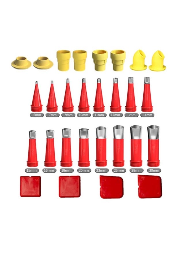 28pcs Caulking Finisher Kit, Reusable Caulking Nozzle Coating 16 Caulking Nozzle Applicators Caulking Tool Kit with Connector Caulking Guns and Grout Scraper  - Image 3